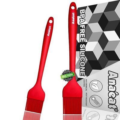 Anaeat High Heat Resistant Silicone Basting Pastry Brush Set of 2- Hygienic One-Pieces Design Spread Oil Butter for BBQ Grill Barbecue Baking Kitchen Cooking - BPA Free & Dishwasher Safe (10"+8.2")