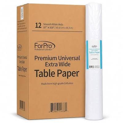 ForPro Professional Collection Premium Universal Extra Wide Table Paper, Smooth, Wrinkle-Resistant, 27 Inches W x 225 Feet L, 2.9 Lbs (Pack of 12)