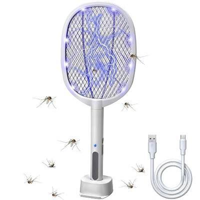 Lulu Home 2-in-1 Electric Bug Zapper Racket, 4000V High Voltage LED Lighted Handheld Mosquito Swatter with 3 Layer Safety Mesh, USB Charging Portable Fly Killer Racquet for Indoor Outdoor Use
