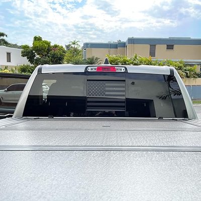 Xinghe for Chevy Silverado GMC Sierra 2019-2026 2025 2024 2023 2022, Rear Middle Window American Flag Decals, Matte Black USA Flag Decal for Truck Back Window