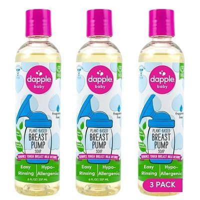 Dapple Breast Pump Soap, Fragrance Free, Plant Powered, Hypoallergenic, Easy Rinse Formula, Removes Milk Residue, 8 fl oz, 3 Count