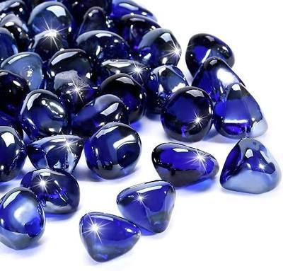 Fire Glass, Cobalt Blue Fire Stone for Propane Firepit, Fireplace and Outdoor Decorative. High Luster Diamonds 1 Inch Glass Beads, 10LB