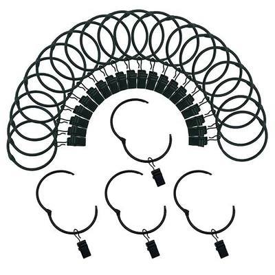 Curtain Rings with Clips 1 Inch Interior Diameter Openable 24 Pack Rustproof Metal Hangers Ring Decorative Drapery Vintage Black TXZWJZ