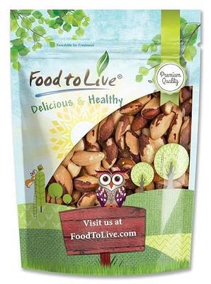 Food to Live Dry Roasted Brazil Nuts, 1 Pound – Unsalted, Whole, Oven Roasted Brazilian Nuts, No Oil Added, Shelled, Vegan, Kosher, Bulk. Good Source of Protein and Essential Fatty Acids. Crunchy Snack