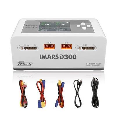 Gens Ace Lipo Battery Charger IMARS D300 G-Tech Series Smart Dual Lipo Charger 16A AC 300W DC 700W Lipo Charge(White)