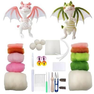 DEUXPER Needle Felting Kits Beginners, DIY Wool Felt Dragon Materials Set for Adults Kids, Needle Felting Craft Project Gift for Women Men