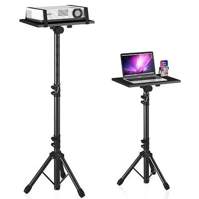Projector Stand Tripod Adjustable, Laptop Height from 23.5 to 46.5 inches with Gooseneck Phone Holder, Floor for Office, Home, Stage, Studio, DJ Racks Holder Mount