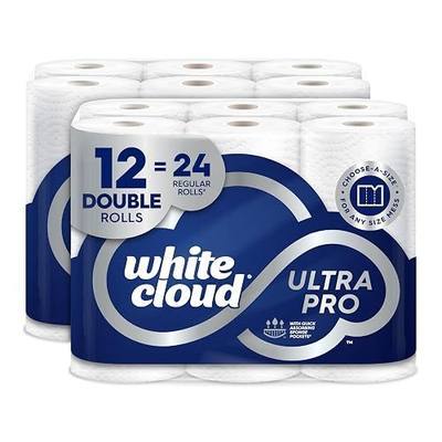 White Cloud Ultra PRO Paper Towel, 2 Packs of 6 Double Rolls | 24 Regular Roll Equivalent, 90 Sheets per Roll, Sponge Pockets Technology, Choose-a-Size, FSC Certified, Made in USA