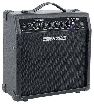 Rockville G-AMP 20W Guitar Amplifier Combo with Bluetooth, Delay, Dual Guitar Inputs, Clean/Overdrive, EQ Controls, Portable for Practice and Small Gigs | 3-Band EQ, 20W RMS, Dual Inputs, Clean/Overdrive, Headphone Jack, Portable
