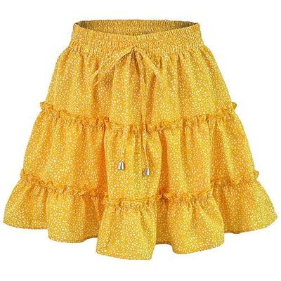 Aeslech Women's Summer Cute High Waist Floral Ruffle Skirt Boho Swing Beach Mini Skirts