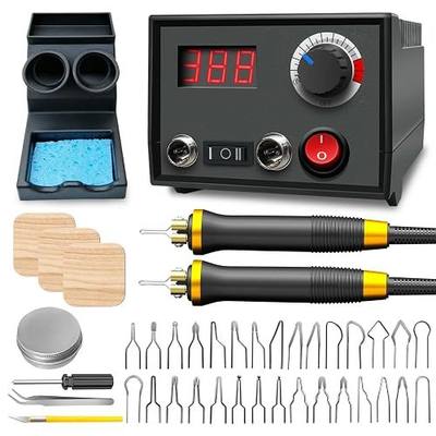 FIRElood LH30 Wood Burning Kit, Digitally Adjustable Temperature Wood burner Pen Kit, Wood Burning Tool, Professional Wood Burner Tool Kit for Adults and Beginners Craft (LH30-2 NEW)