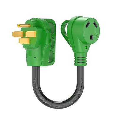 RVGUARD 50 Amp to 30 Amp RV Adapter Cord 12 Inch | NEMA 14-50P to NEMA TT-30R, Electrical Power Adapter with LED Power Indicator, 12 Inch, Green, ETL Listed