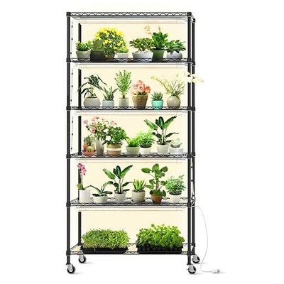 DIY Plant Shelf with Grow Light, Adjustable, 29.5x13.8x70.9in | DIY Grow Light Shelf, Indoor Plant Stand, 8-Pack Full Spectrum Plant Lights, 192W Total, Ideal for Seed Starting