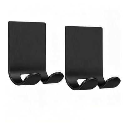 Razor Holder Shaver Hook Hanger Stand(2 Pack)Heavy Duty Self Adhesive Hooks Stainless Steel Sticky Wall Hooks,Shower Hook for Razor,Bathroom Kitchen Organizer for Plug Robe Towel Loofah Bathrobe Coat