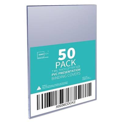 Binditek 50 Pack 7 Mil PVC Binding Presentation Covers, 8.5 x 11 Inches, Letter Size, Square Corners, Un-Punched, Office Supplies | Plastic Binding Covers, 8.5" x 11" Letter Size, Clear, Square Corners, Unpunched, Ideal for Business Reports and Proposals