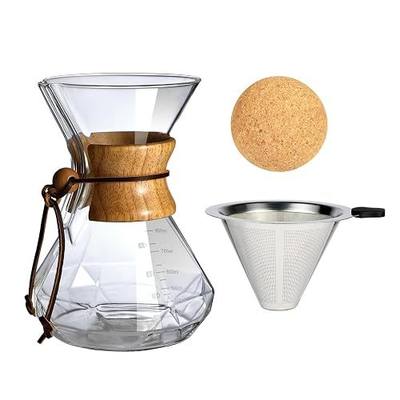 Pour Over Coffee Maker With Wood Sleeve,27oz/800mlPour Over Coffee Dripper,Pour Over Coffee Maker Set With Cork Stopper (27oz/800ml)