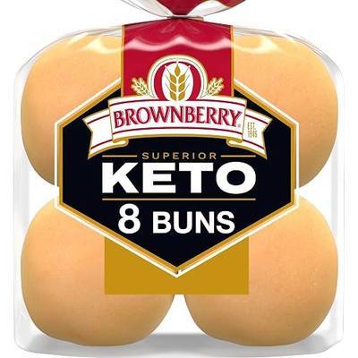 Brownberry Keto Buns, 8 count, (1.5 oz each), White Hamburger Buns, 12 oz Bag