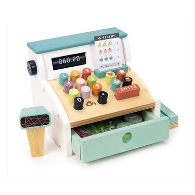 Tender Leaf Toys - General Stores Till Comprehensive Wooden Shop Play Set with Scanner Inspires Creative and Imaginative Roleplay Age 3+
