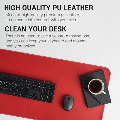 Desk Pad, PU Leather Desk Mat, Office Desk Pad, Large Mouse Pad, Writing Mat for Office Home, Waterproof Non-Slip Writing Desk Blotter (31.5" x 15.7", Brown)