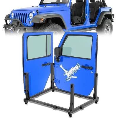 Car Door Storage Rack Bracket Hangers Holder Compatible with 1987-2026 Jeep Gladiator JT & Wrangler JK JL TJ YJ JKU JLU Sliding Stand Cart Movable for 2/4 Door-Black
