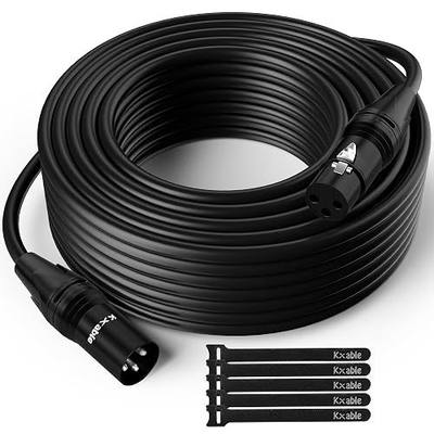 Kxable XLR Microphone Cable 150 Feet, 3 Pin Shielded Balanced Male to Female Mic Cord, Zinc Alloy Shells, OFC, Heavy-Duty Patch Cable for Amplifier, Speaker, Mixer with 5 Cable Ties
