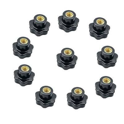 M6 Star Knob Clamping Handle Nut Through Hole Set Black Plastic Screw knurled Clamping nut knob10 PCS