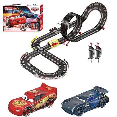Carrera GO Cars Slot Car Race Track Set – Lightning McQueen Neon Nights | Electric slot car track, Lightning McQueen toy for kids 6+, includes McQueen & Storm cars, Neon Nights theme, easy setup