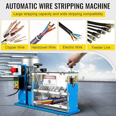 VEVOR Electric Wire Stripping Machine 0.06"-1.5" Automatic Wire Stripper | 370W Copper Cable Stripper with 11 Channels, 10 Blades, 75 ft/min Speed, for Wire Stripping Copper Recycling Scrap Handling