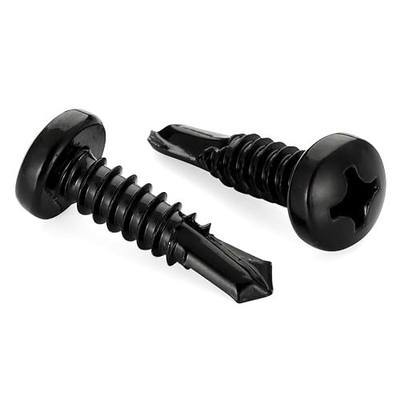 Mellewell #14 x 1 Pan Head Self Drilling Screws, Self Tapping Sheet Metal Screws, Black Finish 410 Stainless Steel, 50 PCS