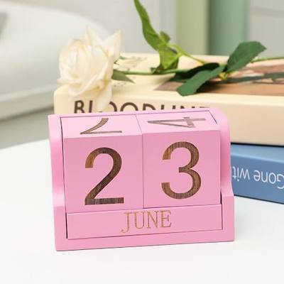 Wooden Perpetual Calendar,Desk Calendar Block,Office Desk Decor | Date Block Cubes,Daily Small Trinkets Display,Cute Decoration Supplies for Women,Teacher,Students,Reusable