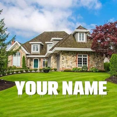Custom Yard Letters 20 Inch Yard Words, Custom Name Print, 8 Characters Max, Includes Stakes (White)