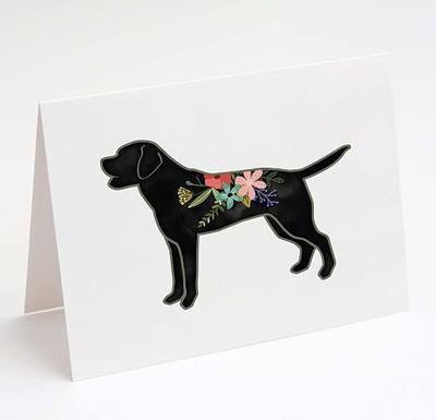 Labrador Retriever Lab | Boho Floral Dog Breed Greeting Cards and Envelopes | Pack of 6 | A2 Size Blank Note Cards