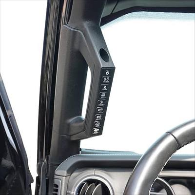 Voswitch JL800 Grab Handle 8-Switch Panel System for Jeep Wrangler JL (2018-2023) & Gladiator JT (2020-2023), Patented A-Pillar Mount, RGB Backlight, Master Mode & Flash Strobe