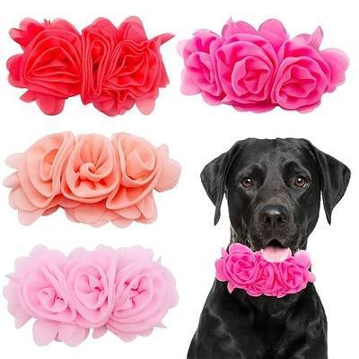 4PCS Dog Collar Flower Pink Attachment Bow Slider Charm for Large Dog