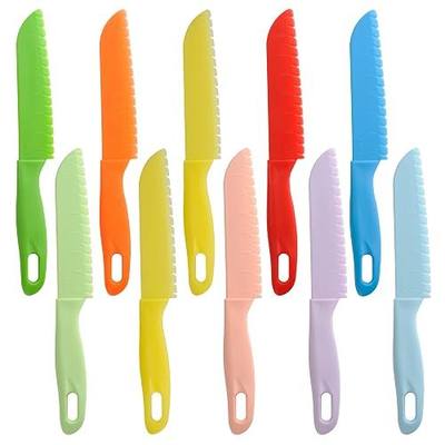 ONUPGO Knives for Kids 10 Pieces Plastic Kitchen Baking Knife Set, Montessori Kitchen Tools for Toddlers-Kids Cooking Sets, Real Kids Safe Cooking Knives in 10 Colors