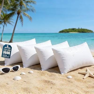 JOJOGOGO 12x20 Outdoor Lumbar Pillow Insert Waterproof Set of 4 Outdoor Lumbar Pillows for Patio Furniture Garden Swing and Front Porch
