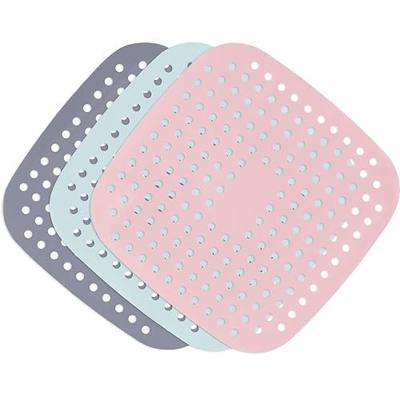 ZLR Silicone Liners Square 7.5 Inches, 3 Pack Eco-Friendly Reusable Air Fryer Liners for Parchment Paper Replacement, Oil Proof Easy Clean