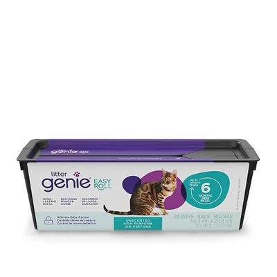 Litter Genie Easy Roll Refill Bags (1-Pack) | Up to 6 months of supply in 1 Roll of 24 tear-off Bags | Ultimate Odor Control Cat Litter Bags