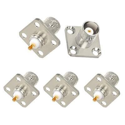 Superbat BNC Connectors BNC Female Jack 4 Hole Flange Panel Chassis Mount Coaxial Solder Connector 5pcs
