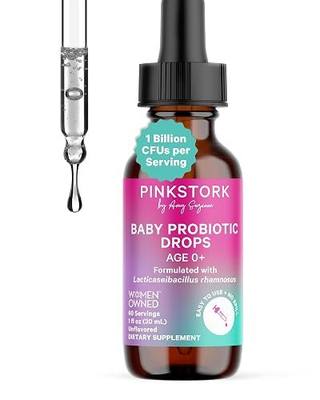 Pink Stork Baby Probiotic Drops, Newborn, Infant & Toddler, 1 fl oz | Digestion and Constipation Support, Newborn Essentials, 2 Month Supply