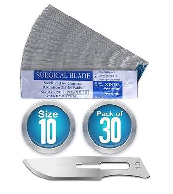 MJW Stainless Steel Scalpel Edges, Single Use, Premium, Safety Edge No. 10, 30 Individually Wrapped Craft Edges Made of Carbon Steel