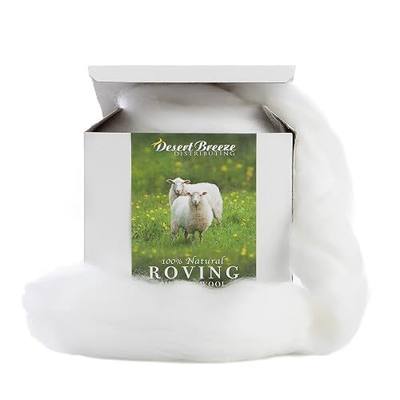 Merino Wool Roving 8 oz, Combed Top for Felting & Spinning, Snow White | 8 oz bulk combed-top merino, 19 micron, 70mm staple. For spinning, tapestry yarn, arm knitting, wet and needle felting.