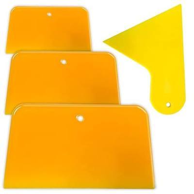 4 Pack Body Filler Spreaders, 3, 4, 5, 6 Inch Reusable Automotive Body Fillers Hard Plastic Auto Spreaders for Applying Fillers, Putties, Glazes, Caulking Agents Car Body Maintenance and Paint, Orange