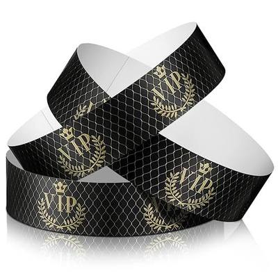 Jadive 500 Pieces VIP Wristbands Plastic Waterproof Party Identification Wristbands Party Paper Bracelets for Events Amusement Parks, Club, Concerts, Fairs, Festivals and Events(Black)