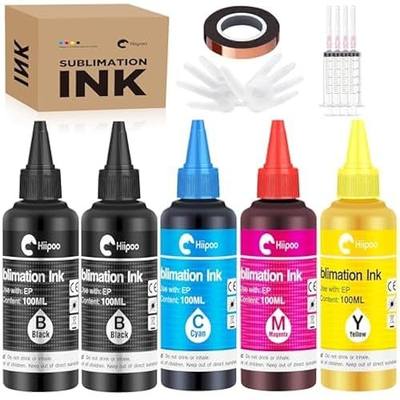 Hiipoo 500ML Sublimation Ink Refill for ET2400 ET-2720 ET-2760 ET-2800 ET-2803 ET-2850 ET-4800 ET-15000 ET-3760 Inkjet Printer Heat Press Transfer on Mugs T-Shirts Pillows (Upgrade Version)
