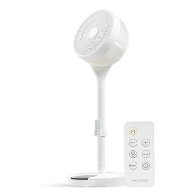 IRIS USA WOOZOO Pedestal Standing Fan, 360 Oscillating Fan, Vortex Fan, DC Motor Quiet and Eco Friendly, Remote Equipped 5-in-1 Fan with Timer/ 12 Speed Settings, Touch Panel, Height Adjustable, White