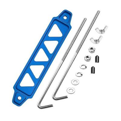 Battery Hold Down Sets,With Billet Aluminum Battery Tie Down Bracket And 18-8(304) Stainless Steel J bolts (Blue, 10 inch bolts)