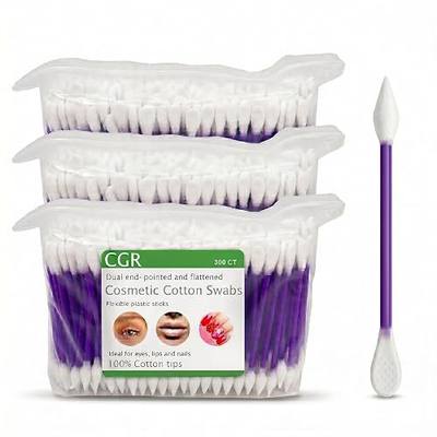 CGR 900pcs Precision Makeup Cotton Swabs, Pointed & Flat Tips, 3 Bags | Dual-ended cosmetic cotton swabs with precision pointed and flat tips, perfect for makeup, lip touch-ups, and nail art
