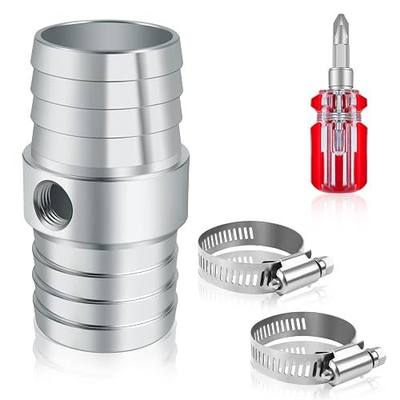 1" Radiator Hose Barb Coupler with 1/8" NPT Side Port-Aluminum 1in Steam Tube Adapter Kit, with 2pcs Stainless Steel Hose Clamps Compatible with LS Swap Steam/Coolant Crossover Splice (1 inch)