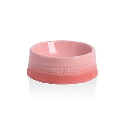 Sweejar Gradient Dog Bowl, Ceramic Dog Food Dish for Puppy and Kitten, Porcelain Pet Bowl for Food and Water 8 oz (Gradient Pink)